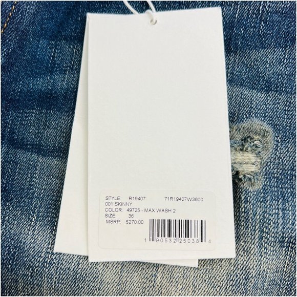 NWT OVADIA Blue Skinny 001 Cotton Elastane 5 Pocket Jeans Mens Size 36X33 - Picture 8 of 8